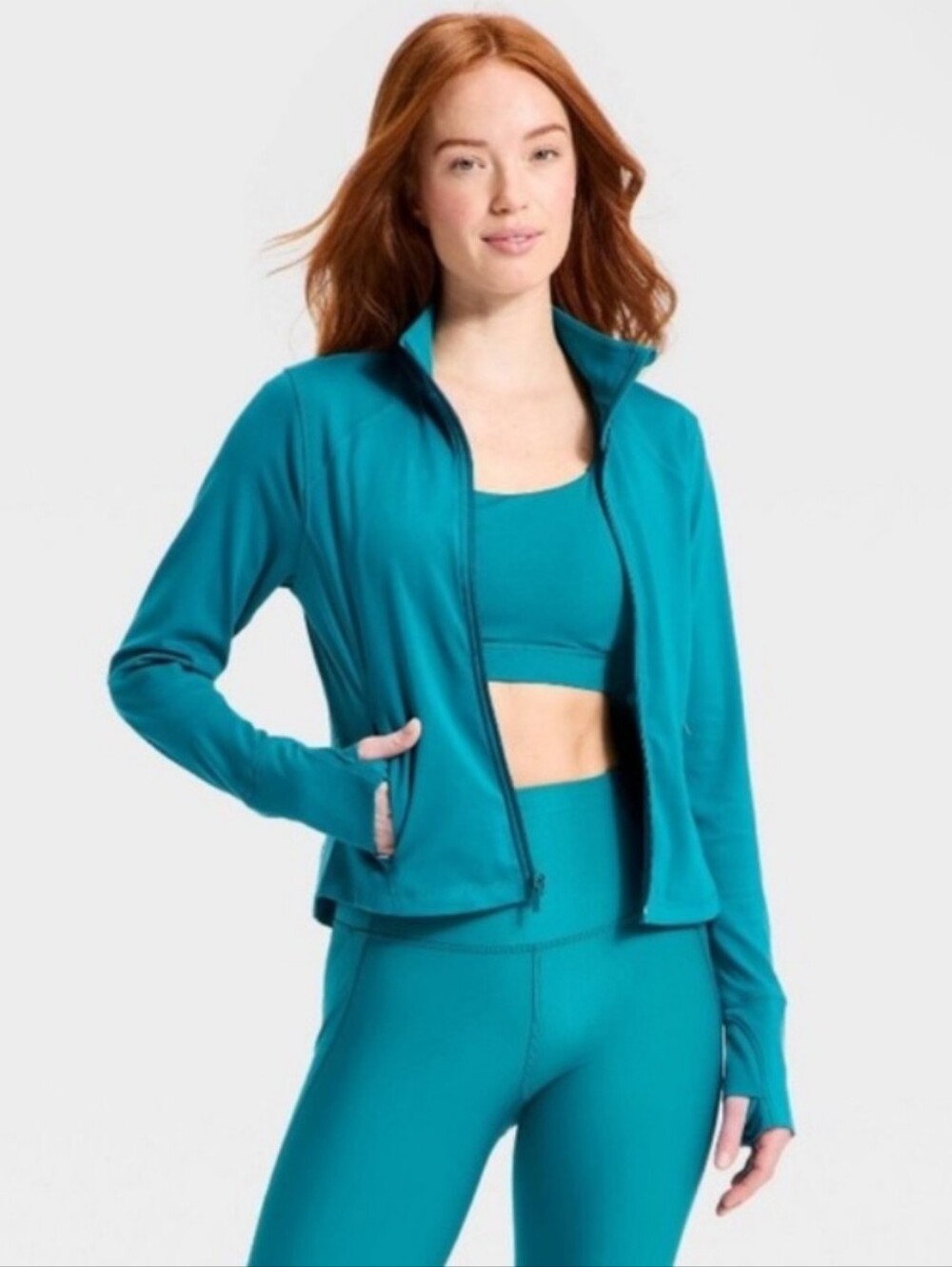 all in motion Women's Teal Zip-Up Utility Jacket
